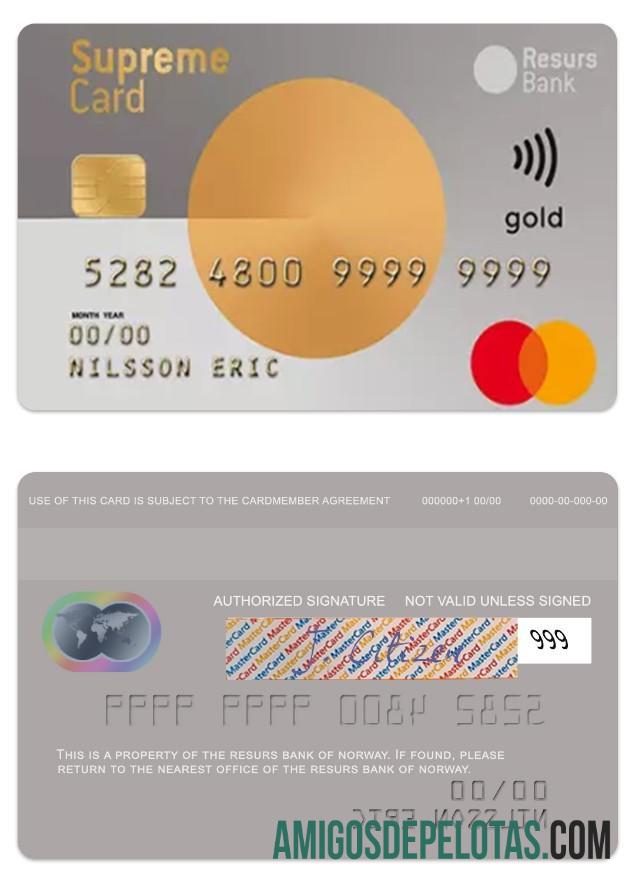 Norway Resurs Bank Supreme Gold Card template